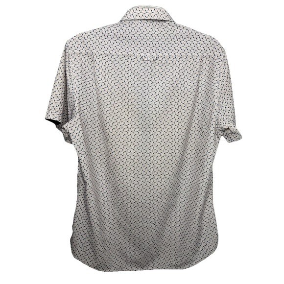 7 Diamonds 4 Way Stretch Men's M Geometric All Over Print Short Sleeve Button Up - Picture 6 of 12